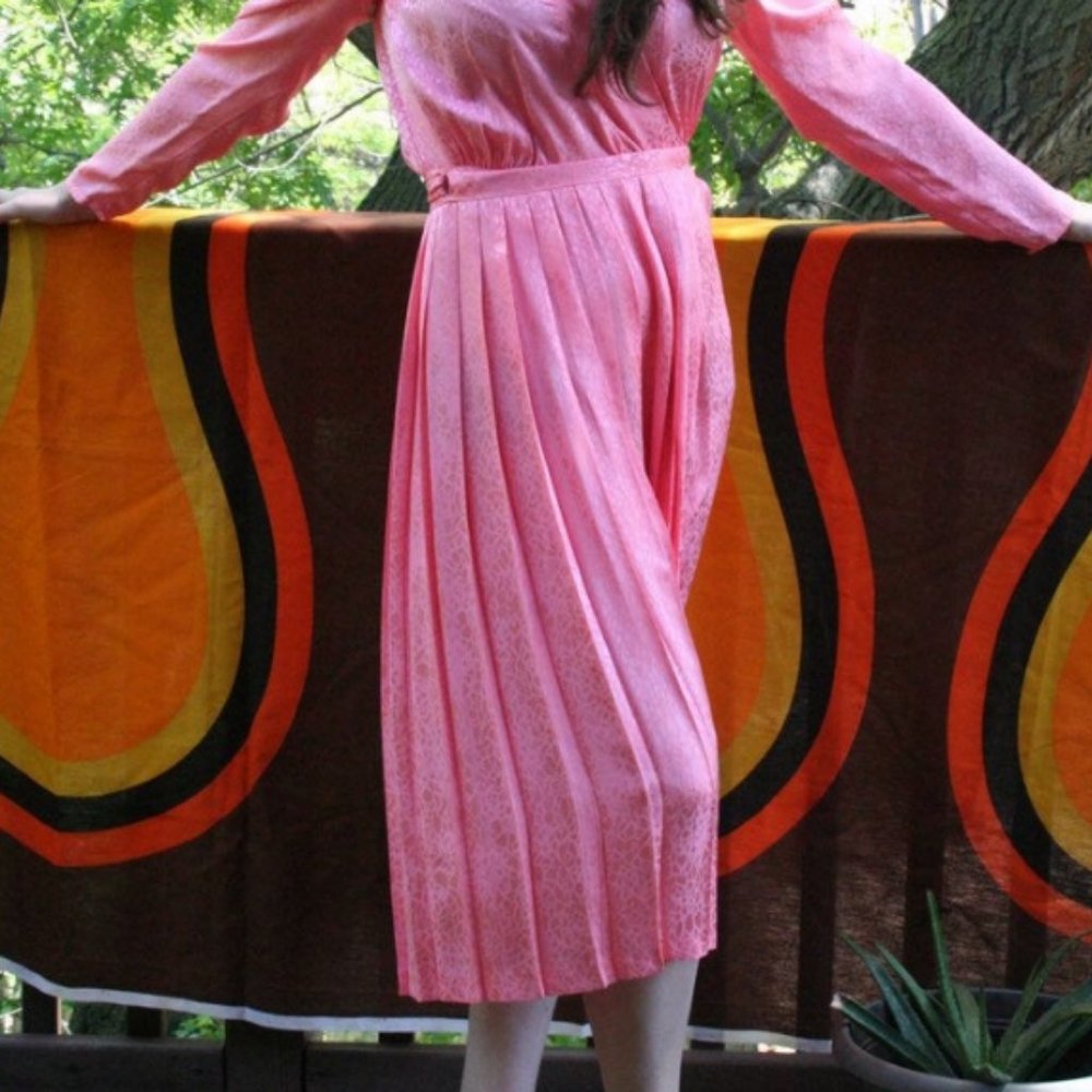 ARGENTI Barbie pink vintage pink silk wrap dress, sz 8
